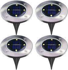 4PCS Solar Powered 8 LED Ground Light For Borders Driveway Pathways