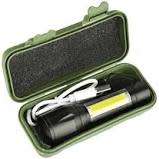 Powerful Rechargeable Led USB Flashlight Torch Light with Side Cob Light