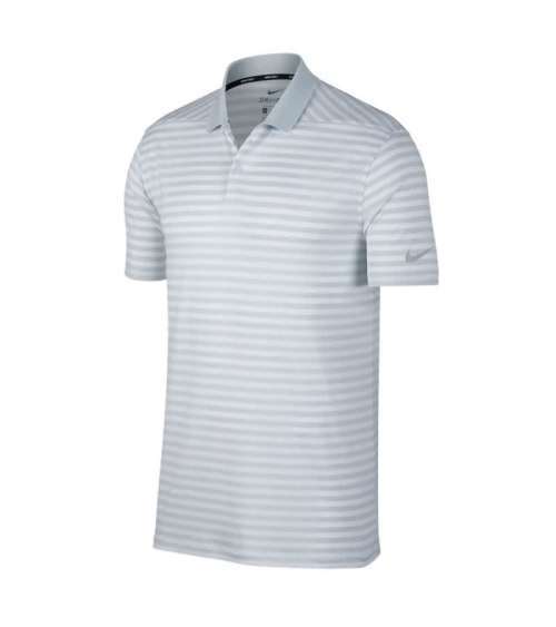 *Retail R1100* Nike Dry Victory Stripe Polo White/Grey L Shirt