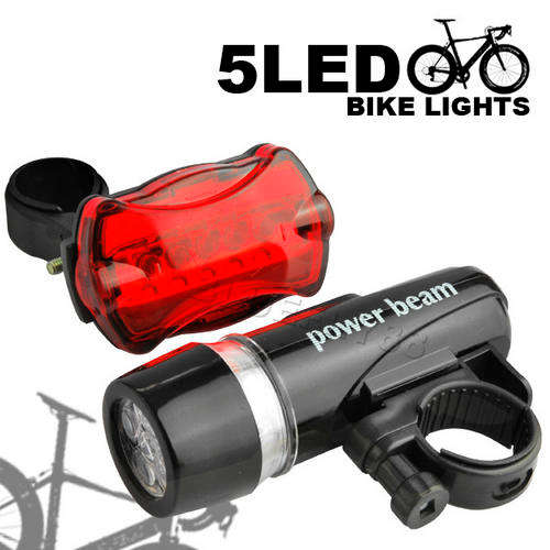 2 in1 Bicycle 5 LED Head & Tail Light Set
