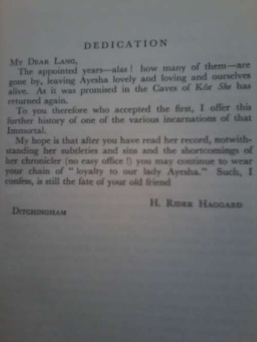 AYESHA The Return of SHE by RIDER HAGGARD