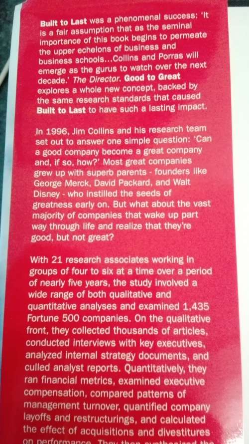 GOOD TO GREAT by JIM COLLINS