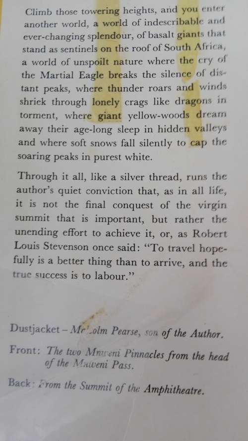 BARRIER OF SPEARS Drama of the Drakensberg by R O PEARSE First Edition 1973