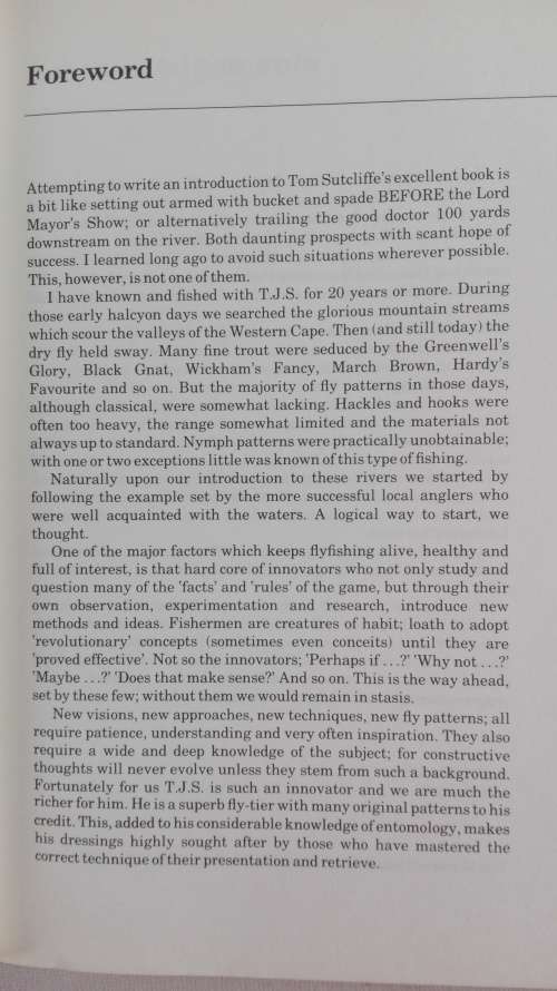MY WAY WITH A TROUT by TOM SUTCLIFFE Reflections of a South African flyfisherman ( fly fishing )