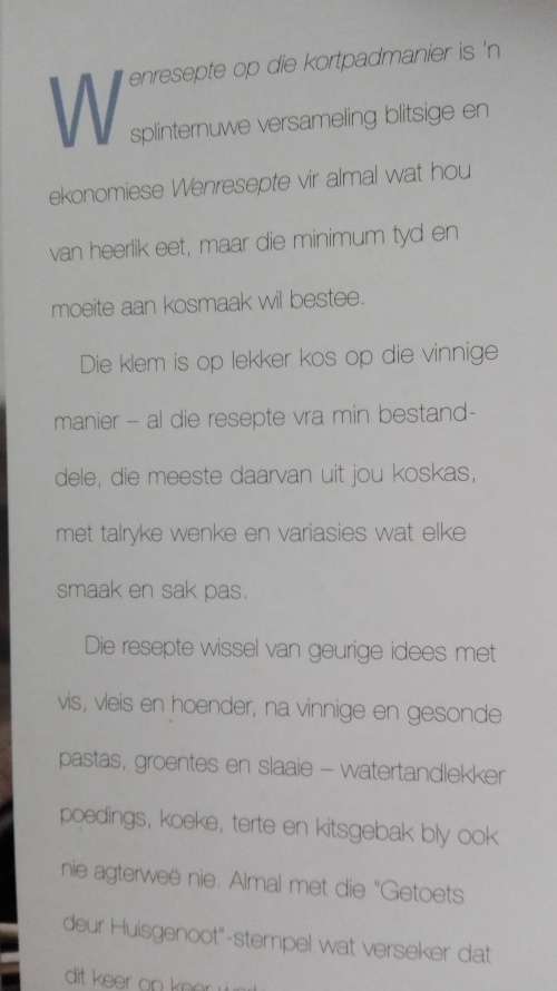 Huisgenoot WENRESEPTE op die KORTPADMANIER CARMEN NIEHAUS