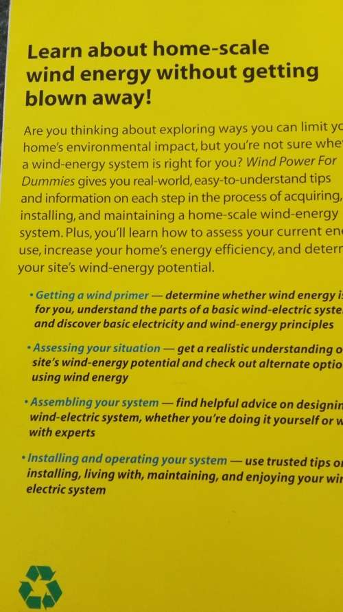 WIND POWER FOR DUMMIES IAN WOOFENDEN ( electricity from the wind )