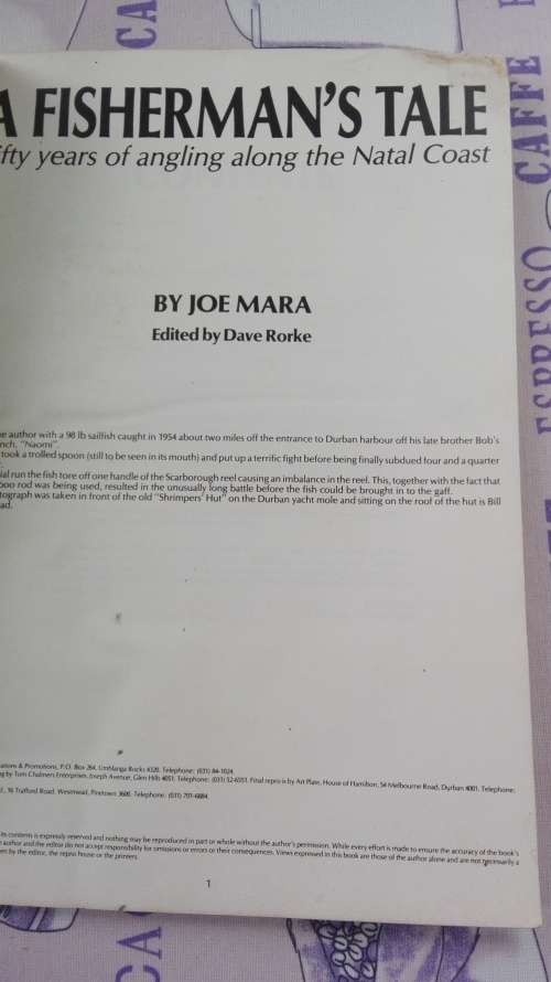 A FISHERMAN'S TALE by JOE MARA Fifty Years of Angling along the Natal Coast ( Book )