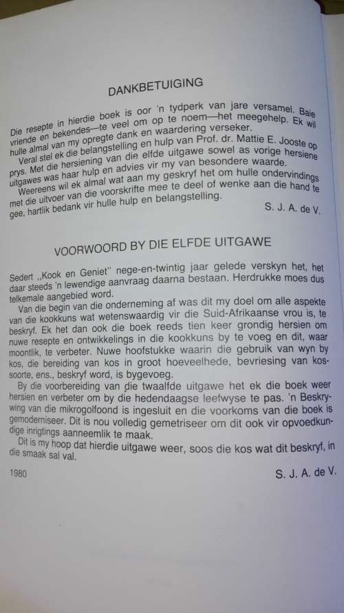 KOOK EN GENIET S J A DE VILLIERS Dertiende Verbeterde Uitgawe 1985