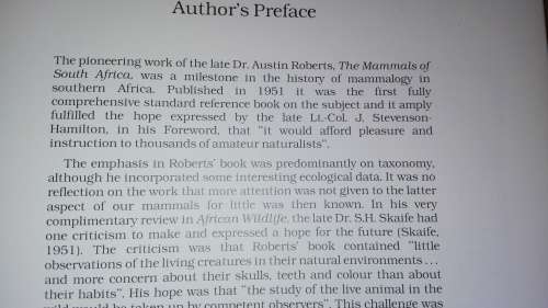 THE MAMMALS OF THE SOUTHERN AFRICAN SUBREGION BY REAY H N SMITHERS First Edition 1983