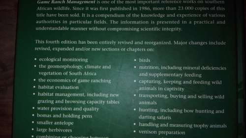 GAME RANCH MANAGEMENT J du P BOTHMA FOURTH EDITION