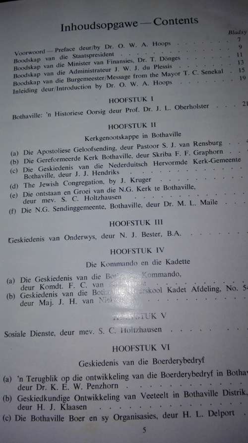 BOTHAVILLE 1891 - 1966 Vyf en seventig jare van vooruitgang Een Hoofstuk ; die Bothaville Kommando