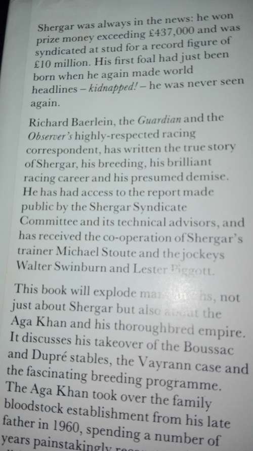 SHERGAR and the AGA KHAN'S THOUROUGHBRED EMPIRE RICHARD BAERLIEIN