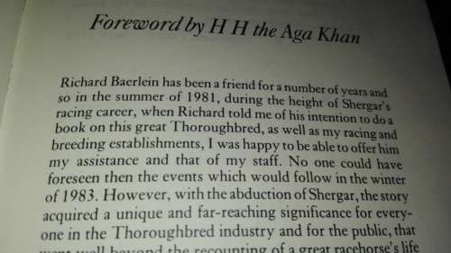 SHERGAR and the AGA KHAN'S THOUROUGHBRED EMPIRE RICHARD BAERLIEIN