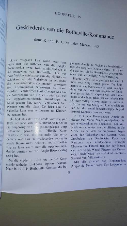 BOTHAVILLE 1891 - 1966 Vyf en seventig jare van vooruitgang Een Hoofstuk ; die Bothaville Kommando