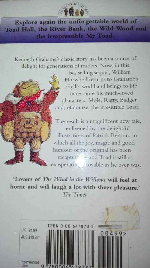 2 Books ; THE WIND IN THE WILLOWS Kenneth Grahame plus THE WILLOWS IN WINTER WILLIAM HORWOOD