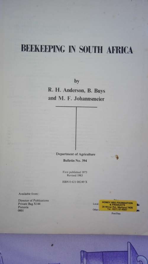 BEEKEEPING in SOUTH AFRICA by R H ANDERSON B BUYS & M F JOHANNSMEIER ( Condition ; Fair )