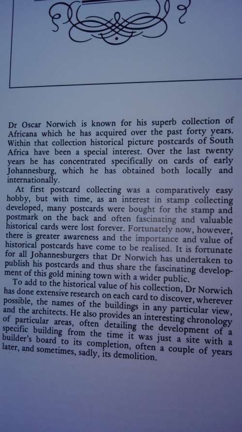 A JOHANNESBURG ALBUM Historical Postcards OSCAR I NORWICH  SIGNED