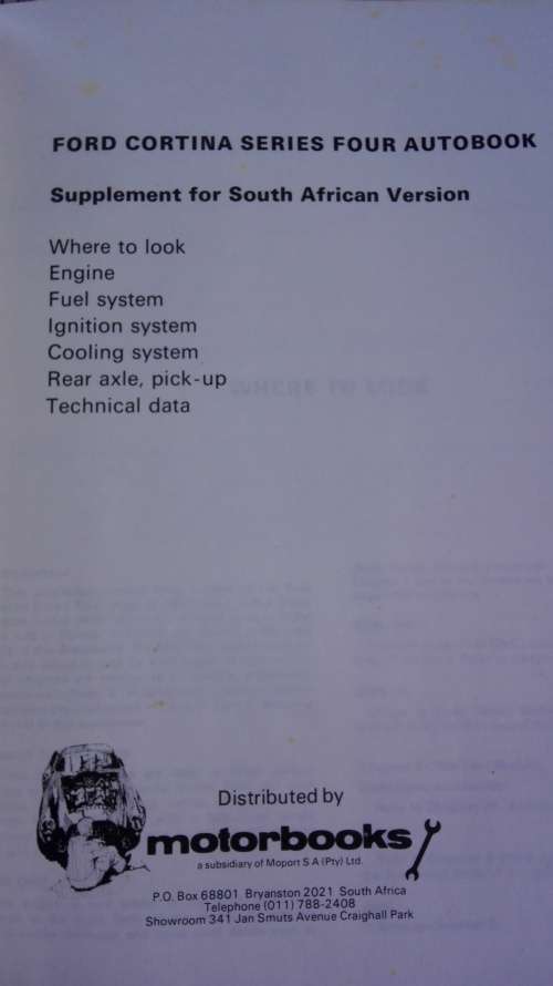 CORTINA Mk 4 Owners Workshop Manual Ford Cortina