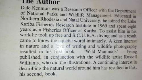 2 Books FISHES OF KARIBA PLUS A WILDERNESS CALLED KARIBA  both by DALE KENMUIR