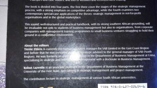 STRATEGIC MANAGEMENT Southern African Concepts and Cases Second Edition TIENIE EHLERS KOBUS LAZENBY