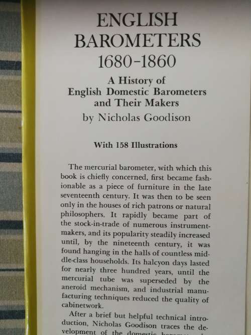 ENGLISH BAROMETERS 1680 - 1860 Nicholas Goodison  A History of Domestic Barometers and their Makers