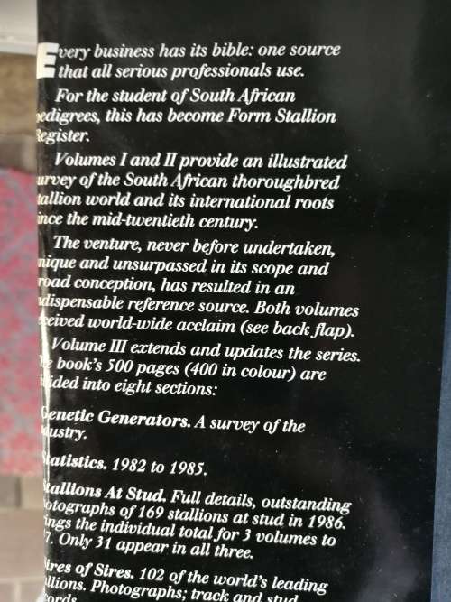 FORM STALLION REGISTER Volume 3 1986 Editor ; CHARLES FAULL ( Volume III ) Horse Racing Breeding