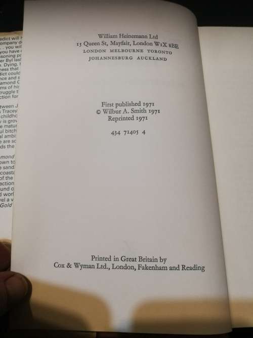 WILBUR SMITH THE DIAMOND HUNTERS Reprint 1971