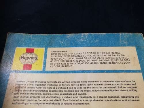 WEBER CARBURETTORS HEYNES OWNERS WORKSHOP MANUAL No, 393