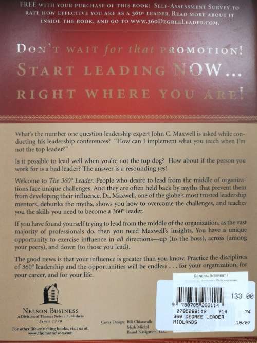 THE 360 LEADER JOHN C MAXWELL Developing your Influence from Anywhere in the Organization