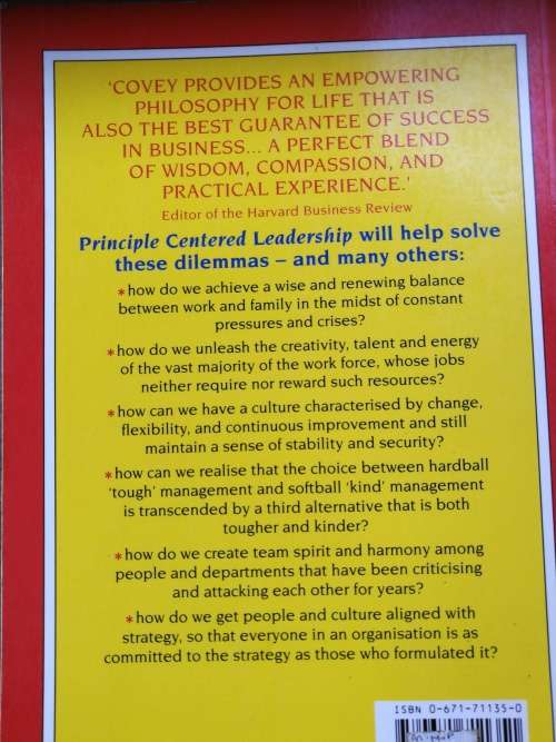 PRINCIPLE CENTERED LEADERSHIP STEPHEN R COVEY A Philosophy for Life and Success in Business