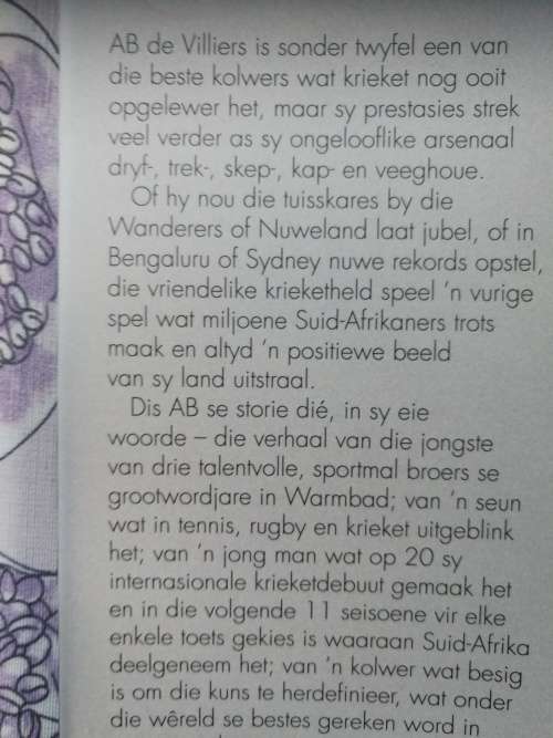 AB DIE OUTOBIOGRAFIE (  KRIEKET / CRICKET  Hardeband )