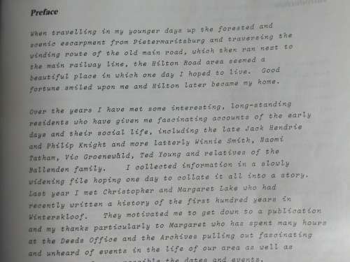 THE STORY OF HILTON ROAD VILLAGE J HOEPFI C LAKE M LAKE near Pietermaritzburg KZN Midlands history )