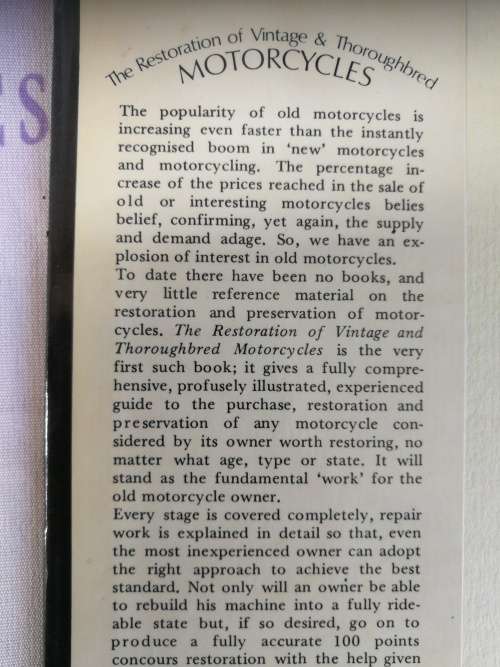 THE RESTORATION of VINTAGE and THOROUGHBRED MOTORCYCLES JEFF CLEW ( Haynes ) MOTOR CYCLING BIKE