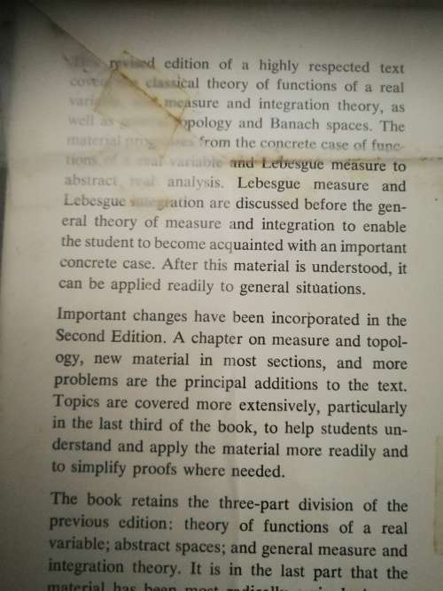 REAL ANALYSIS Second Revised Edition H L ROYDEN  ( Mathematics  Maths )