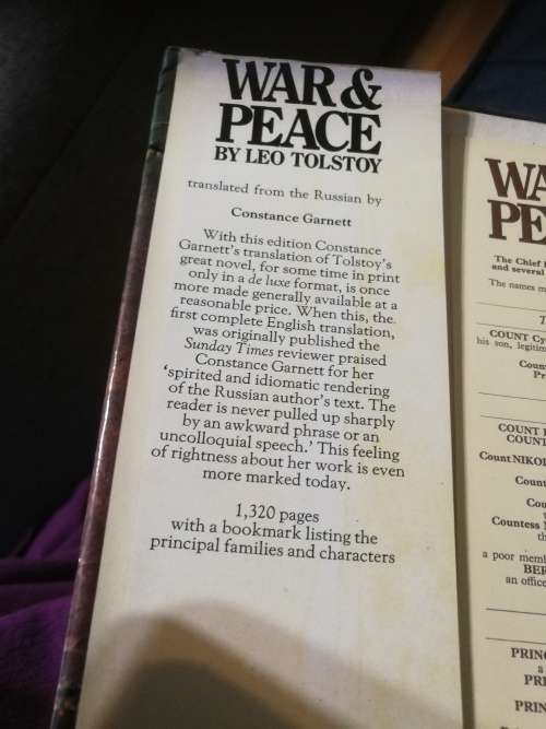 WAR and PEACE LEO TOLSTOY in the distinguished translation by Constance Garnet War and Peace