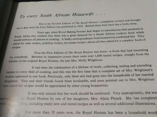 The Royal Hostess South Africa`s Own Cook Book Seventh Edition 1967