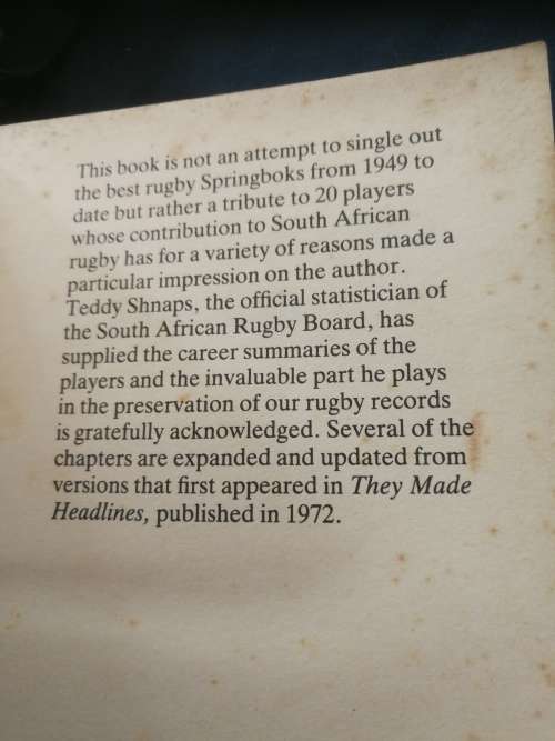 20 GREAT SPRINGBOKS CHRIS GREYVENSTEIN