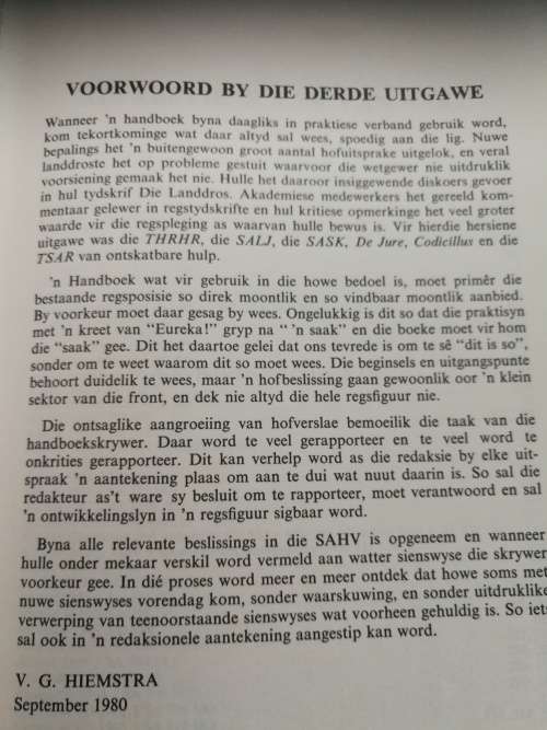 SUID AFRIKAANSE STRAFPROSES DERDE UITGAWE V G HIEMSTRA  wet ( CRIMINAL LAW )