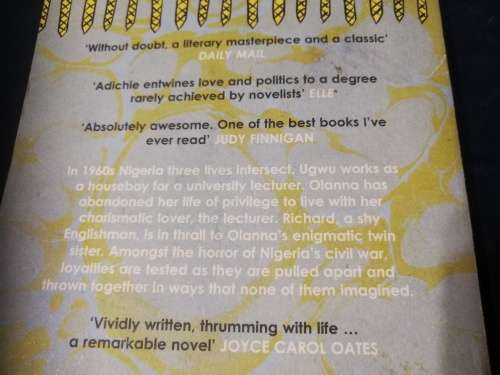 HALF A YELLOW SUN CHIMAMANDA NGOZI ADICHIE ( Winner of the 2007 women`s prize for fiction )