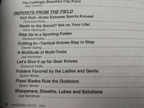 2004 SPORTING KNIVES edited by JOE KERTZMAN  Comprehensive coverage of commercial sporting knives