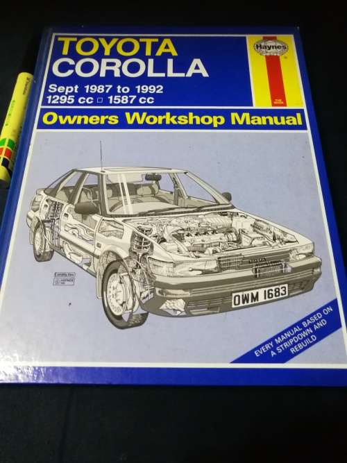 Toyota Corolla 1987 to 1992 1295 and 1587 Owners Workshop Manual HAYNES no 1683