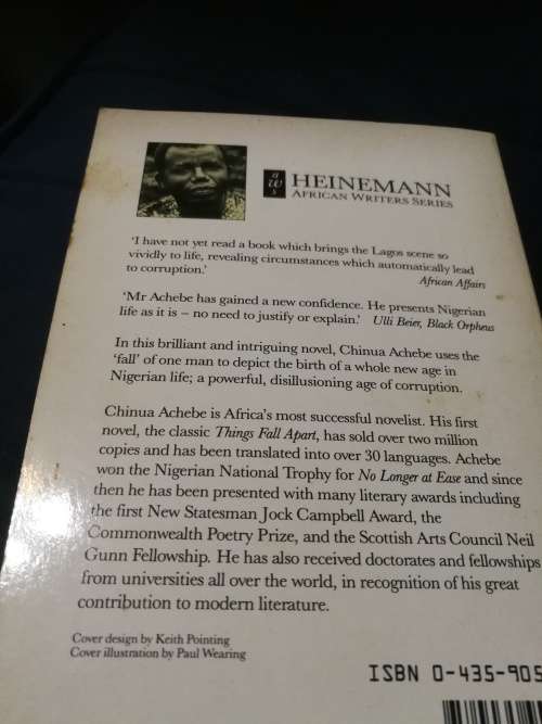 2 Books by CHINUA ACHEBE  , NO LONGER AT EASE plus THINGS FALL APART