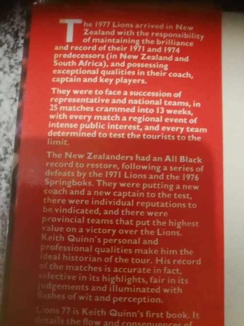 LIONS 77 On Tour in NEW ZEALAND KEITH QUINN 1977