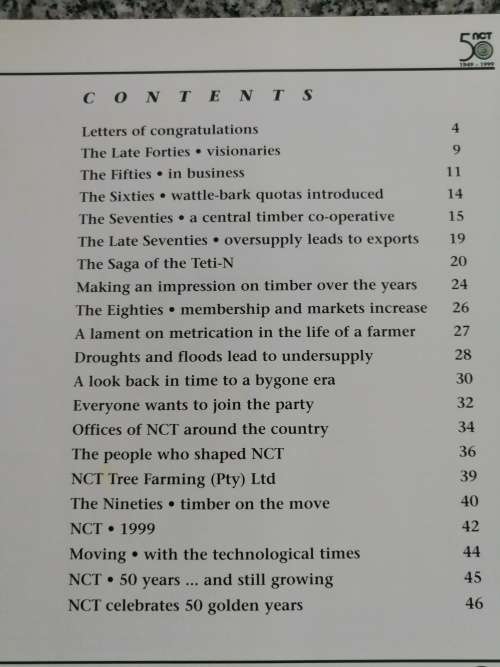 THE NCT STORY NCT Forestry Co-operative , TONY FARROW INGRID FERGUSON ( 50 Years 1949-1999 )
