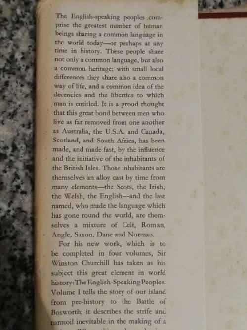 4 books A HISTORY OF THE ENGLISH SPEAKING PEOPLES WINSTON S CHURCHILL  all four books D/j Poor