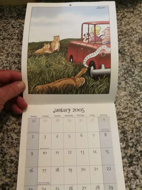 THE FAR SIDE TROUBLE BREWING 2005 MINI WALL CALENDAR GARY LARSON ( Far Side Gallery