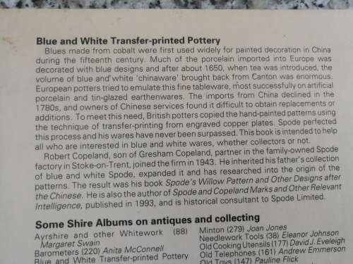 BLUE and WHITE TRANSFER PRINTED POTTERY ROBERT COPELAND Shire Album 97
