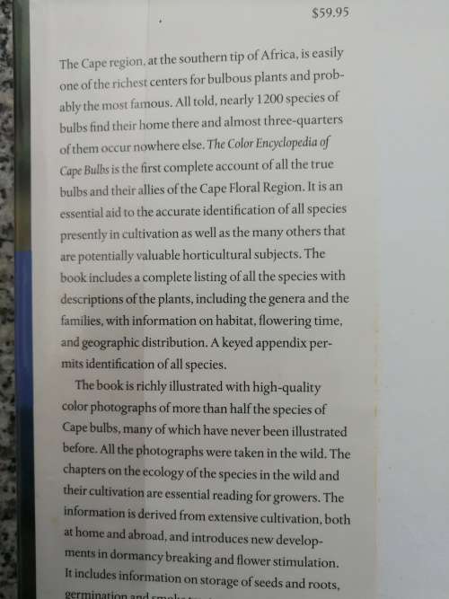 THE COLOR ENCYCLOPEDIA OF CAPE BULBS JOHN MANNING PETER GOLDBLATT DEE SNIJMAN (  plants )