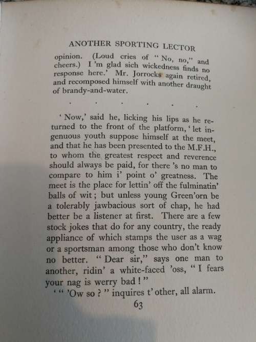Mr JORROCKS LECTORS  from Robert Surtees` HANDLEY CROSS  with Illustrations by G D ARMOUR 1924