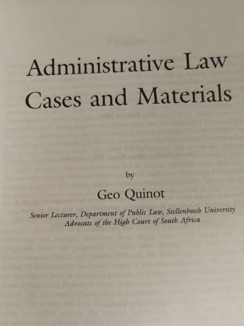 ADMINISTRATIVE LAW CASES & MATERIALS GEO QUINOT 2008